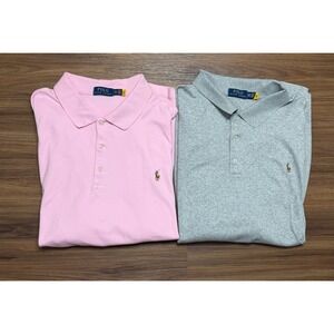 Lot of 2 Polo Ralph Lauren Gray/Pink SS Cotton Polo Shirt Sz 3XB Big & Tall